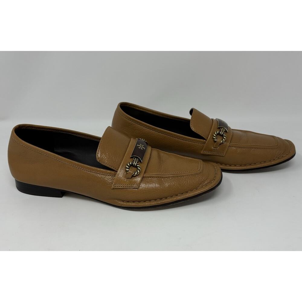 Tory Burch Perrine Loafers Size 7 Brown Horsebit Caramel Preppy Fits Like 8 Read - Picture 2 of 10
